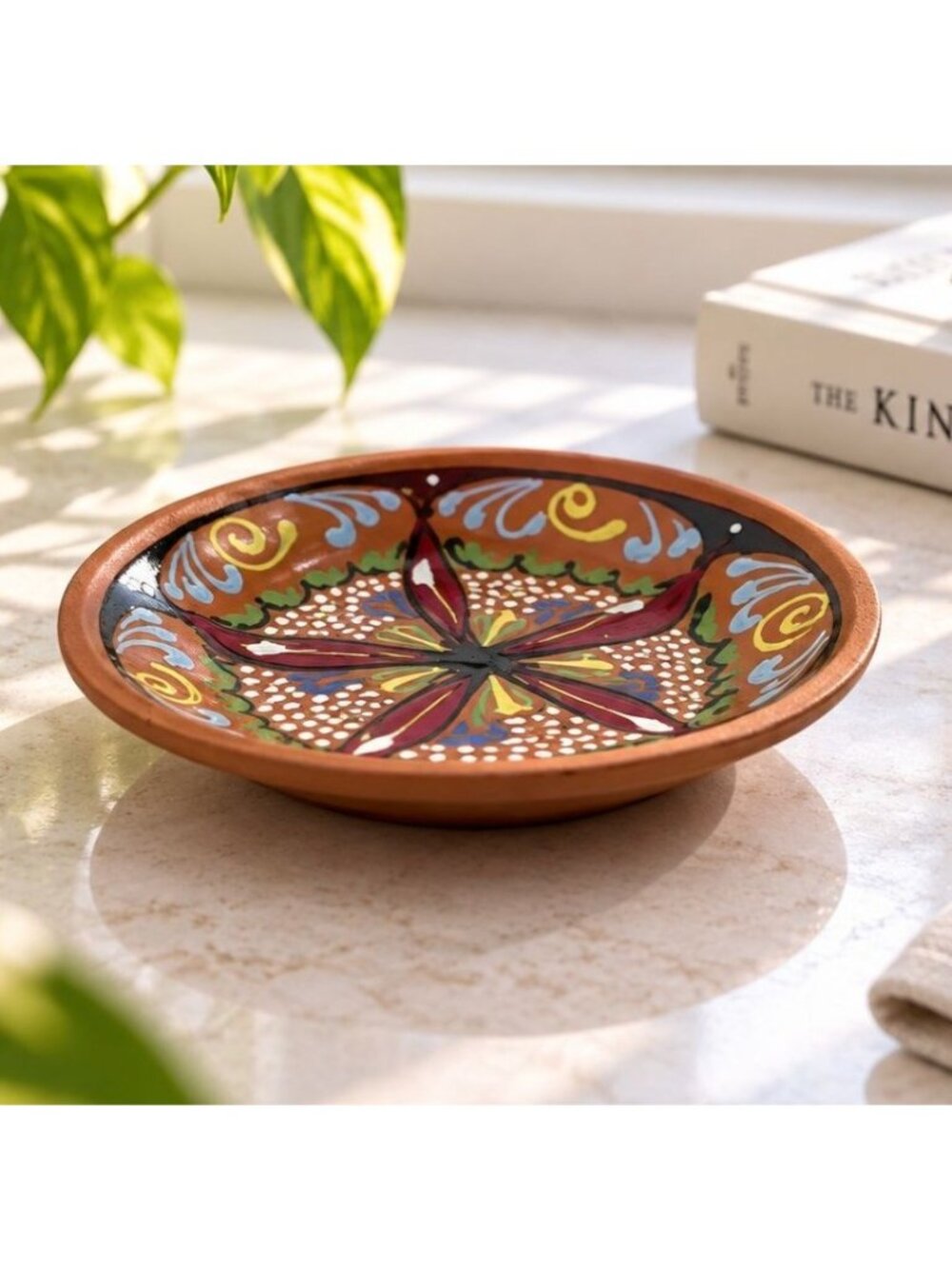 Hand-Painted Spanish Ceramic Plate By Arcos De La Frontera Decorative Wall Art O